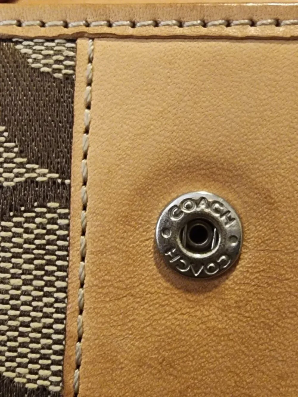 Coach Signature Canvas & Leather Wallet – Tan/Brown
